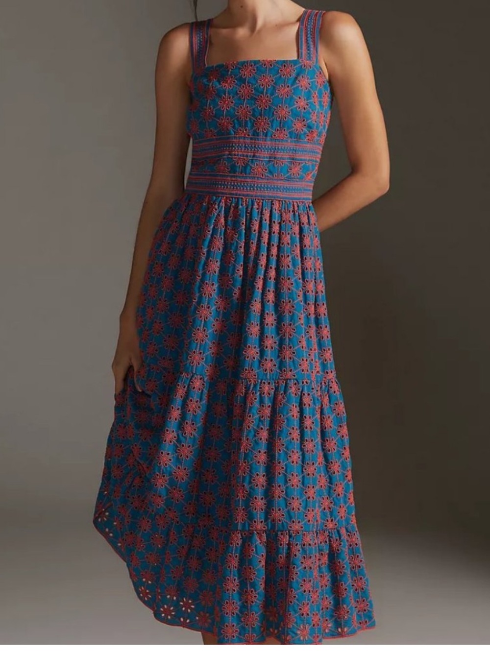 SHOSHANNA Amaya Tiered Eyelet Midi Dress - Picture 3 of 15